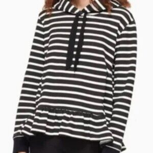 Kate Spade Broome Street Striped Hoodie with Ruffle Size Large